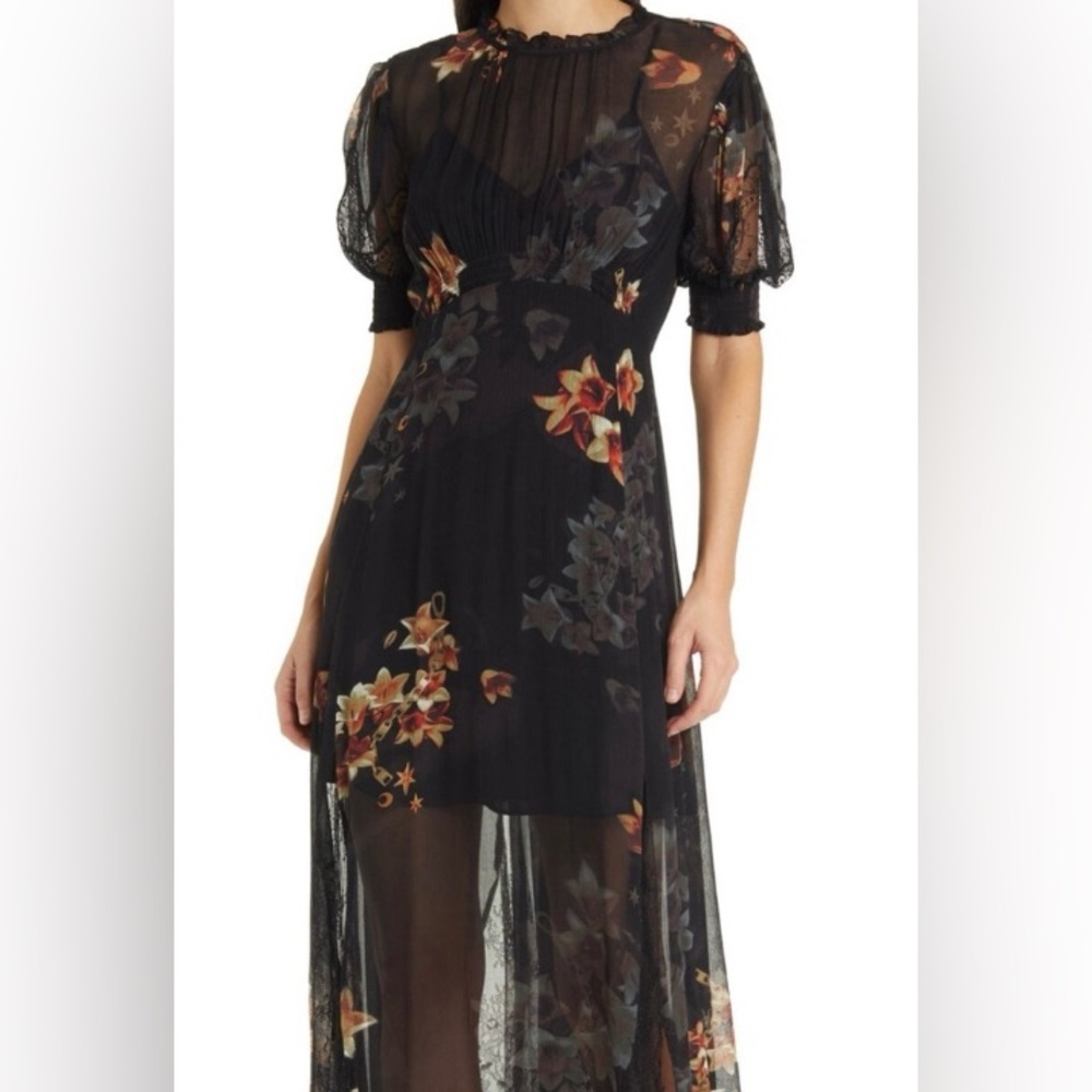 All Saints Laverna Stargazer Floral Print Dress - Black